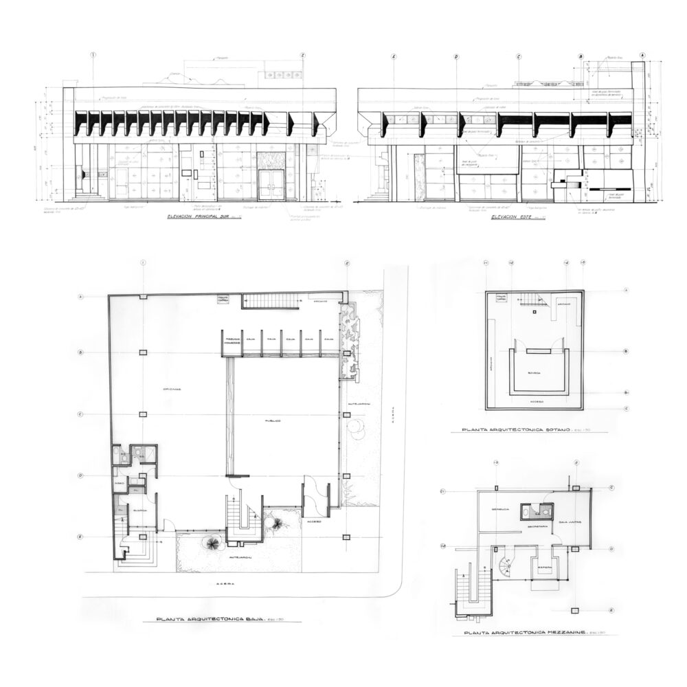 Floor plan, section and facade Palacio Municipal de Santa Cruz