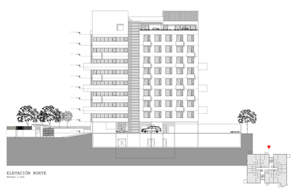 Facade Drawing of 101 Tibas housing project